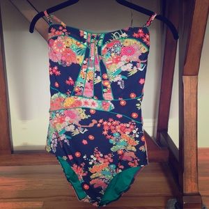 Nanette Lepore Sz S Navy one-piece bathing suit